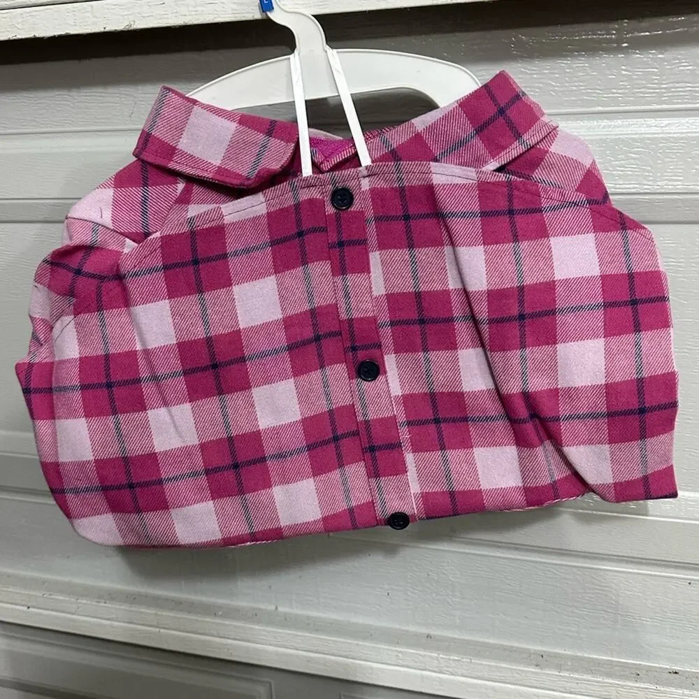 Top Paw® Plaid Print Dog Shacket Shirt Fuchsia - XL